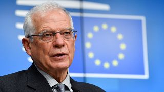 European Union foreign policy chief Josep Borrell at the European Council building in Brussels, Monday, Jan. 25, 2021. 
