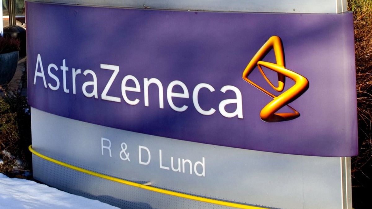 A sign outside the AstraZeneca R & D plant in Lund, Sweden