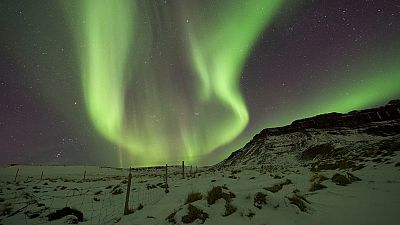Aurora Borealis am Himmel über Bifrost, im Westen Islands, 01.03.2017