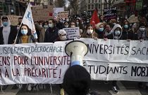 Демонстрация студентов и учителей в Лионе в защиту условий жизни и учебы