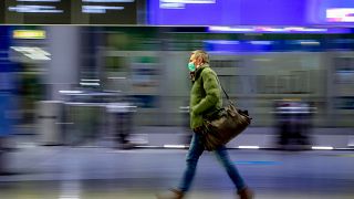 A passenger at Frankfurt International Airport