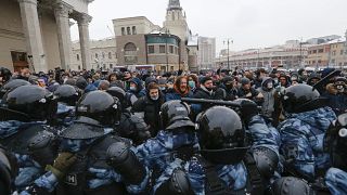Protestas en apoyo de Navalny en Moscú.