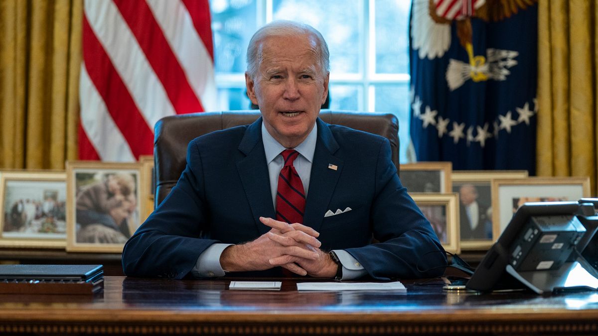President Joe Biden delivers remarks on health care, in the Oval Office of the White House, Thursday, Jan. 28, 2021, in Washington.