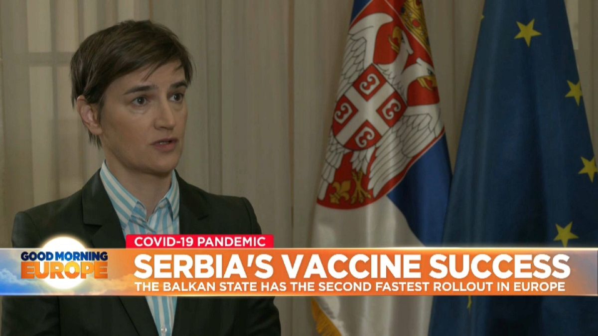 Serbian Prime Minister Ana Brnabić discuss vaccine rollout with Euronews