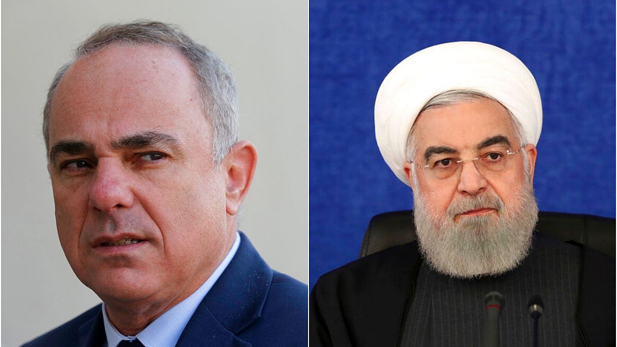 İsrail Enerji bakanı Yuval Steinitz (solda), İran Cumhurbaşkanı Hasan Ruhani (sağda)