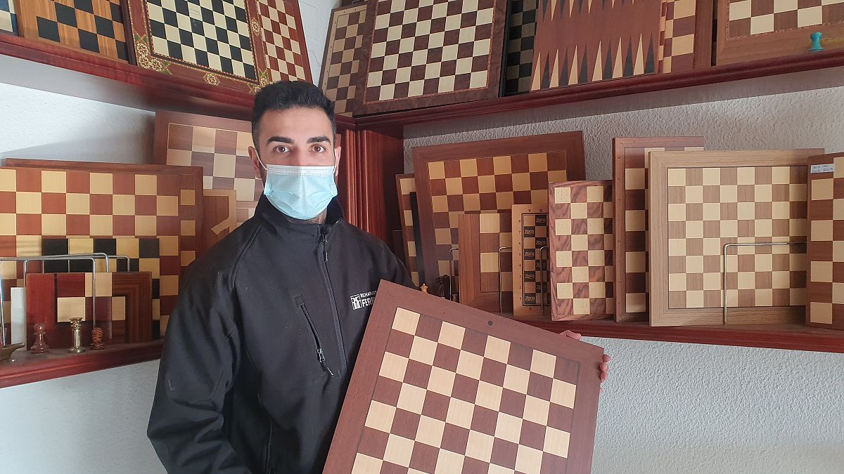 David Ferrer, proud owner of the company manufacturing The Queen's Gambit chess boards
