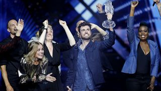 Duncan Laurence of the Netherlands celebrates after winning the 2019 Eurovision Song Contest grand final