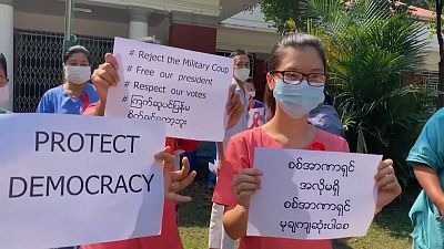Students rally against coup at Myanmar campus
