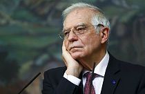 High Representative of the EU for Foreign Affairs and Security Policy, Josep Borrell, listens during a joint news conference with Russian Foreign Minister Sergey Lavrov.
