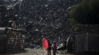 Dos niñas palestinas en la franja de Gaza