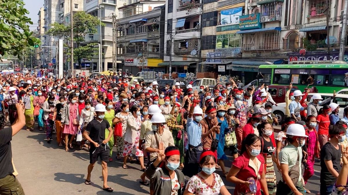 تظاهرات در یانگون، بزرگترین شهر میانمار