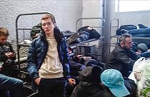 Detained people inside the deportation centre Sakharovo, in Moscow, Russia, Thursday, Feb. 4, 2021.