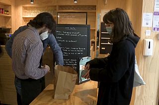 Students receive a meal for as little as one euro at Le Reflet in Paris, February 2021.