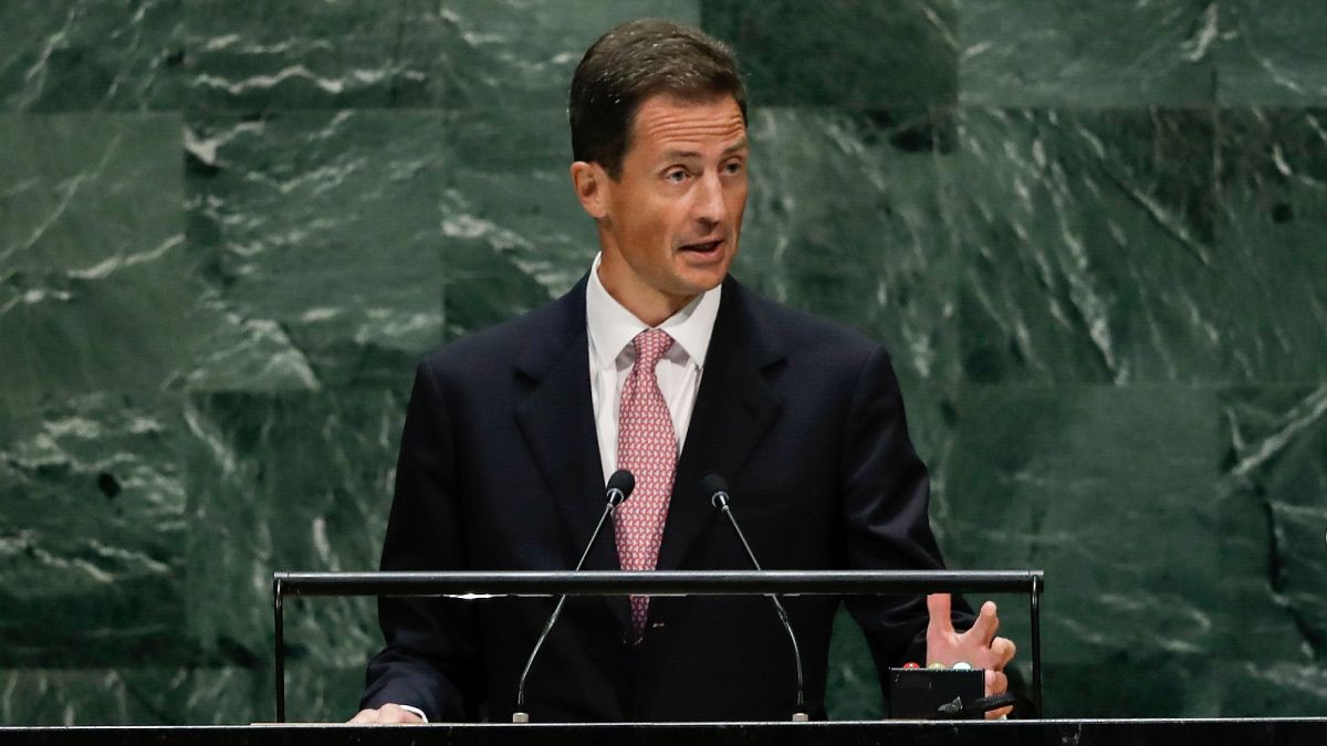 File photo: Prince Alois of Liechtenstein addresses the 74th session of the United Nations General Assembly, Tuesday, Sept. 24, 2019, at the United Nations headquarters.