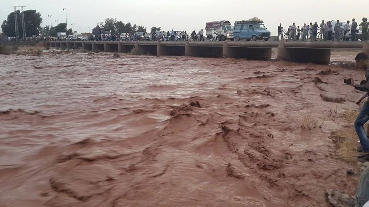 صورة أرشيفية لمياه فيضانات في المغرب