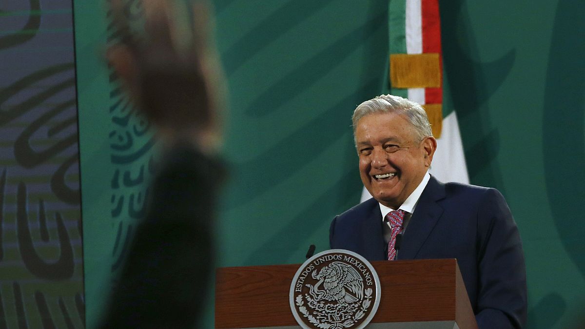 Andrés Manuel López Obrador en una rueda de prensa desde el Palacio Nacional