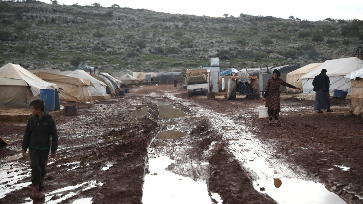 مخيم للاجئين السوريين في قرية كفر عروص في إدلب. 2021/01/28