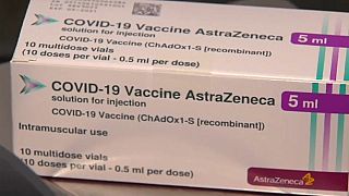 An empty box of AstraZeneca Vaccine