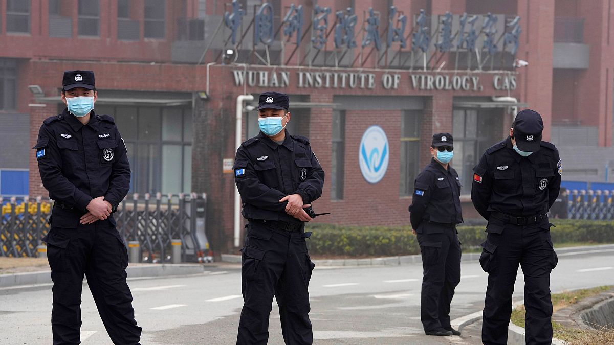 Security outside the Wuhan Insitutue of Virology, one of the key sites of the WHO team's visit to China
