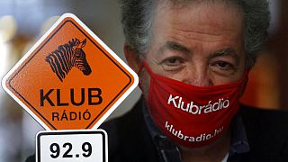 Andras Arato, Klubradio's director and CEO is seen in the studio of Klubradio in Budapest, Tuesday, Feb. 9, 2021
