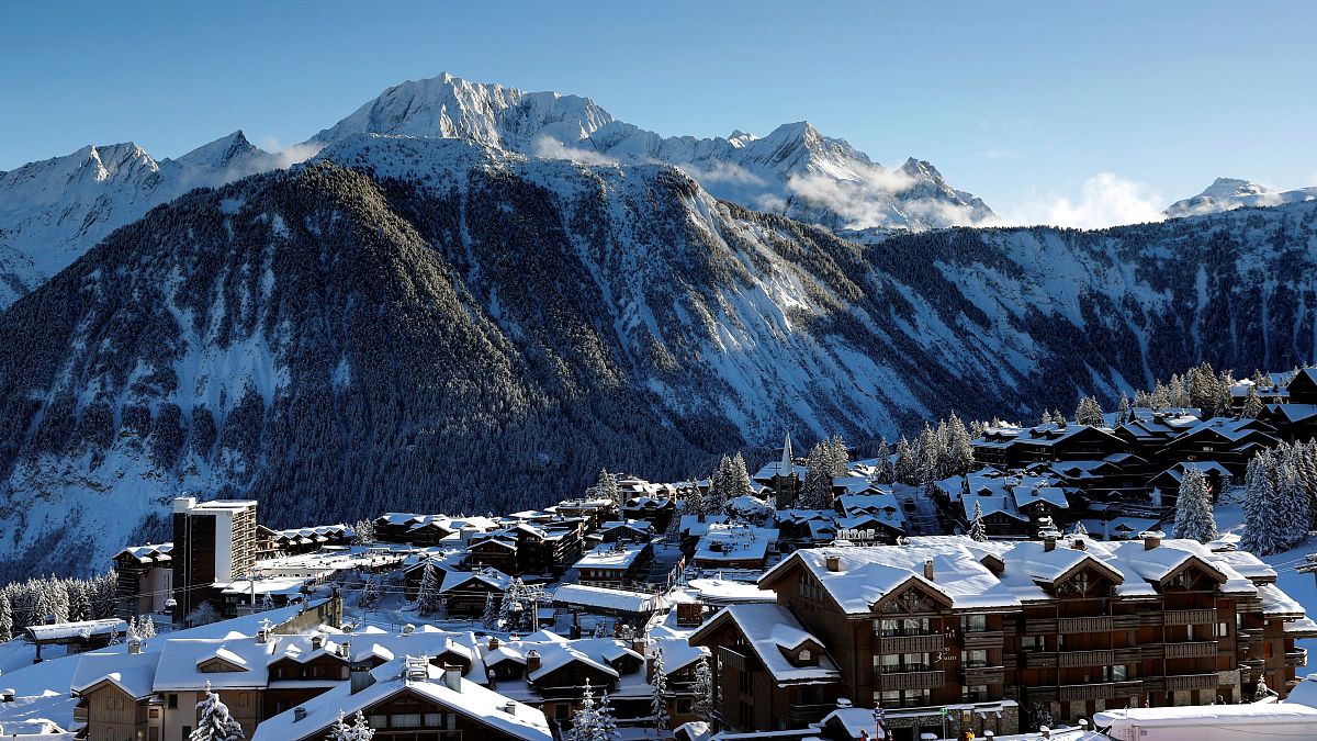 This photograph taken on December 13, 2020 shows a general view of the French Alps ski resort of Courchevel.
