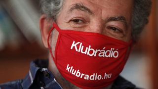 Andras Arato, Klubradio's director and CEO is seen in his office in Budapest, Tuesday, Feb. 9, 2021.