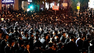 Ultra-Orthodox Jews demonstrating against Covid restrictions