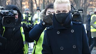 Wife of Russian opposition leader Alexei Navalny, Yulia in Moscow, Russia, Tuesday, Feb. 2, 2021.