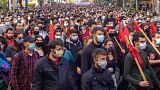 Students demonstrate in the centre of Athens, Greece, against the government's new university reform.