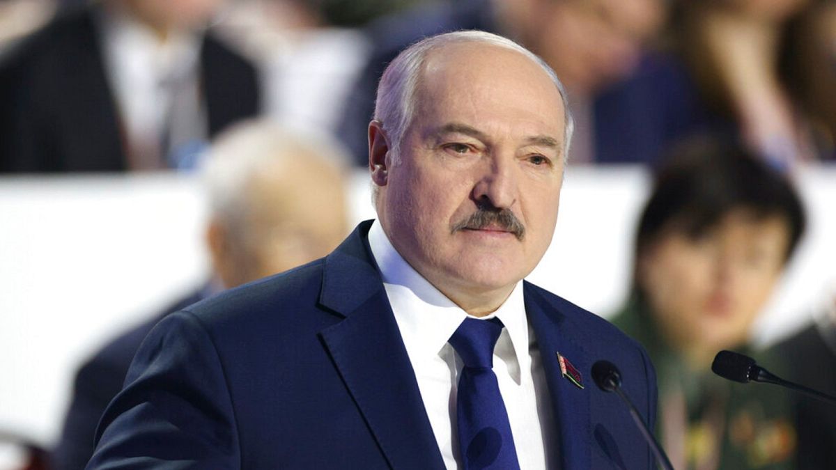 Belarusian President Alexander Lukashenko delivers his speech to delegates of the All-Belarus People's Assembly in Minsk, Belarus, Thursday, Feb. 11, 2021.