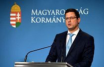 A Miniszterelnökséget vezető miniszter, Gulyás Gergely a kormányzati tájékoztatón