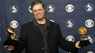FILE - Chick Corea is photographed with his awards at the 49th Annual Grammy Awards on Feb. 11, 2007