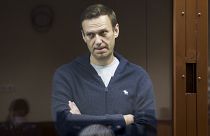 Alexei Navalny during a hearing on charges of defamation in the Babuskinsky District Court in Moscow, Russia on  Feb. 12, 2021.