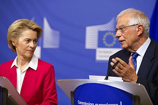 European Commission President Ursula von der Leyen, left, and European Union foreign policy chief Josep Borrell