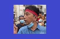 Min Ko Naing mianmari aktivista is megjelent a tiltakozó megmozdulásokon