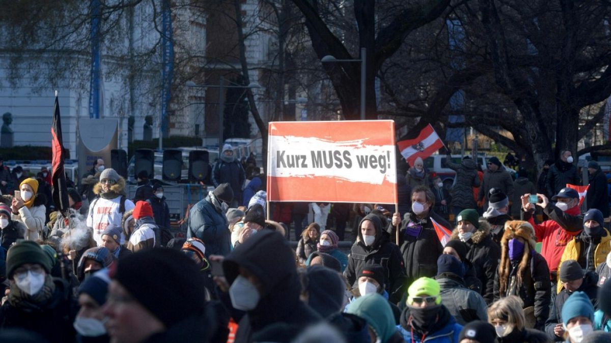 Protest in Wien - gegen Coronaregeln und gegen Sebastian Kurz