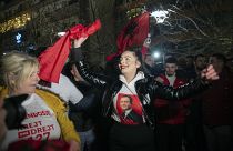 جشن هواداران آلبین کورتی پس از پیروزی در انتخابات