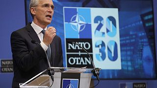 El secretario General de la OTAN, Jens Stoltenberg, durante una rueda de prensa previa a la reunión de ministros de Defensa de los días 17 y 18 de febrero