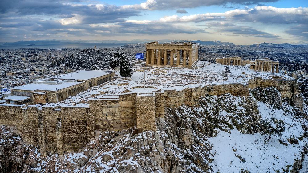 The Iconic Acropolis In Athens Is Covered In Snow For The First Time In The Iconic Acropolis In Athens Is Covered In Snow For The First Time In