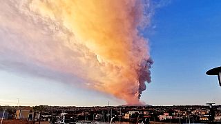 Smoke rises from exploding Mount Etna