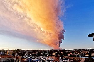 Smoke rises from exploding Mount Etna