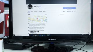 An Australian Broadcasting Corporation page on Facebook is displayed without posts in Sydney, Thursday, Feb. 18, 2021.