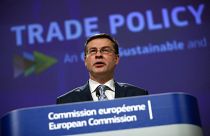 Kommissions-Vizepräsident Valdis Dombrovskis bei der Vorstellung der neuen Handelsstrategie in Brüssel