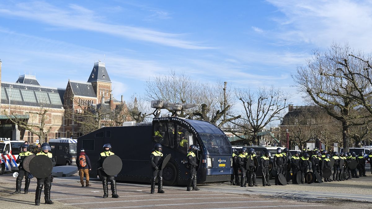 Riot police were deployed in Amsterdam and across the Netherlands following violence last month