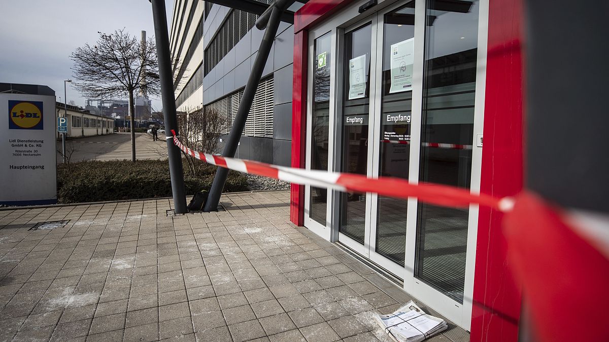 Three people were injured after a parcel exploded at the Lidl supermarket headquarters in Neckarsulm on Wednesday.