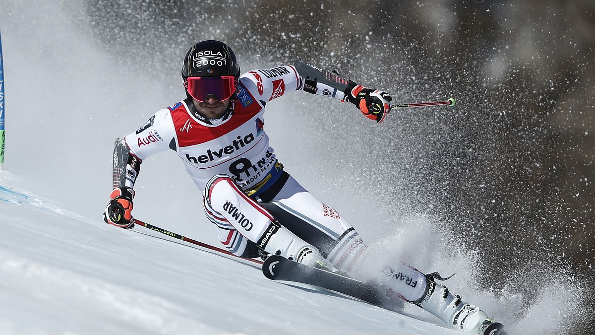 Mathieu Faivre sacré champion du monde de slalom géant à Cortina d'Ampezzo (Italie), le 19/02/2021