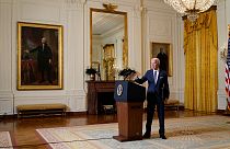 Joe Biden alla Casa Bianca, durante la partecipazione virtuale alla Conferenza di Monaco