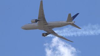 United Airlines Flight 328 approaching Denver International Airport, after experiencing "a right-engine failure" shortly after takeoff from Denver.