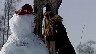 People have flocked to Korycin, Poland, to build snowmen for a very good cause