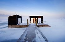 A sauna in the icy landscape of Finland